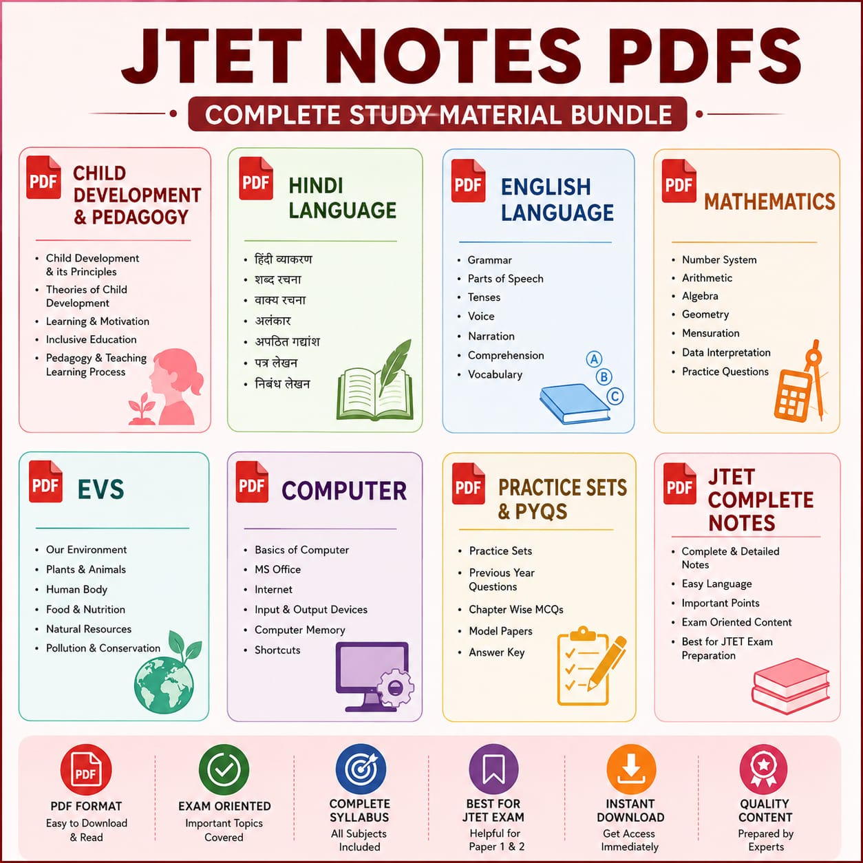 JTET Notes - CDP, Hindi, English, EVS, Math & Computer PDF Download - Image 2